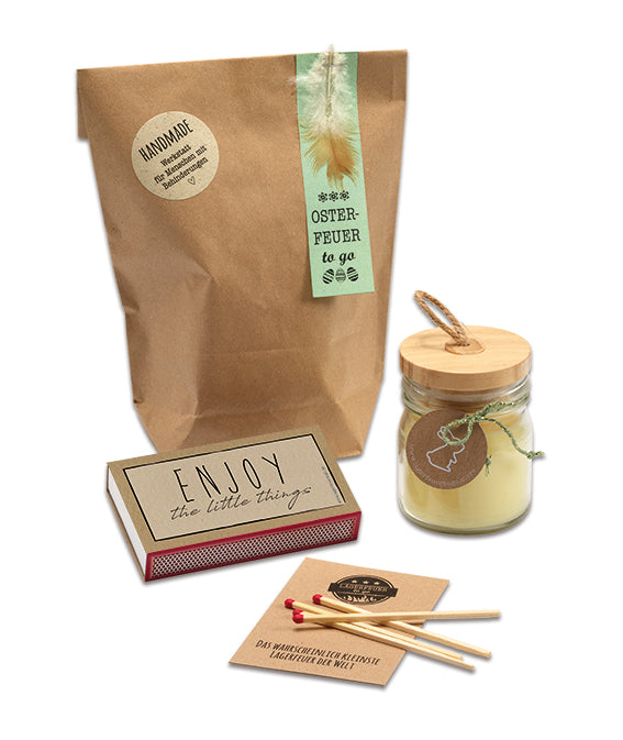Lagerfeuer to Go - Handgemachte Kerze mit knisterndem Holzdocht (Paket aus 4 Stück)