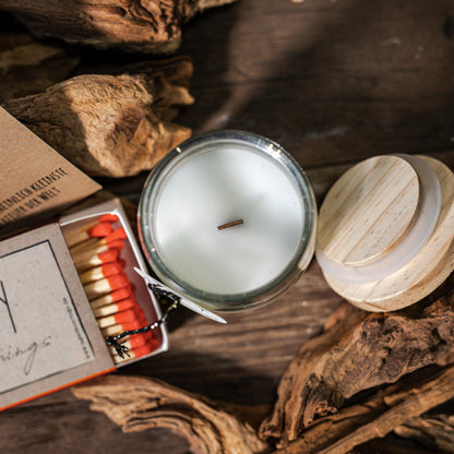 Lagerfeuer to Go - Handgemachte Kerze mit knisterndem Holzdocht (Paket aus 4 Stück)